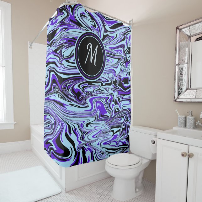 Blue Stylish Abstract Watercolor Monogram Custom (In Situ)