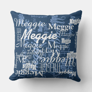 blue stylish and personalized throw pillow