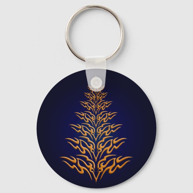 Blue Stylish Christmas Tree Key Chain (Front)