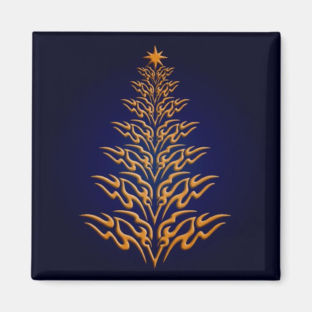 Blue Stylish Christmas Tree magnet (Front)