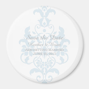 Blue Subtle Damask Save the Date Magnet