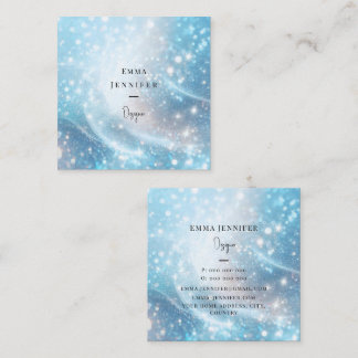 blue Subtle gentle glitter background Square Business Card