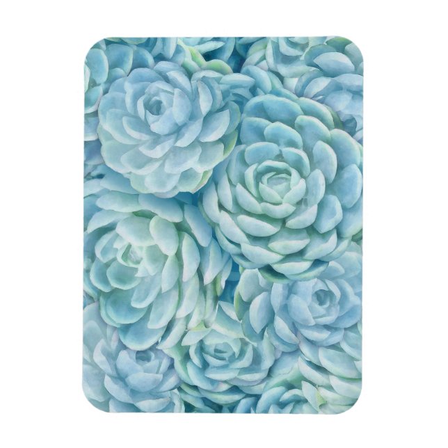 Blue succulents magnet (Vertical)