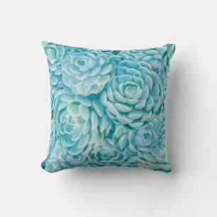 Blue succulents throw pillow
