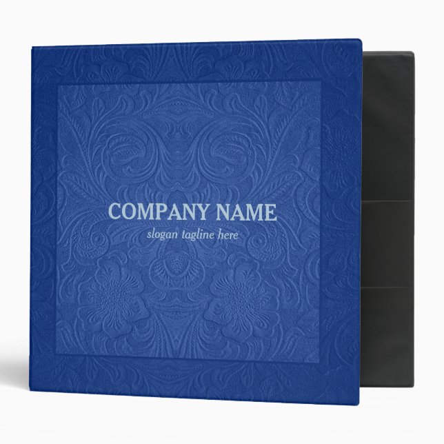 Blue Suede Floral Leather Texture Print 2 Binder (Front/Inside)