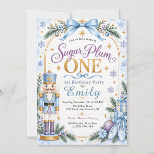 Blue Sugar Plum Is One Nutcracker First Birthday Invitation