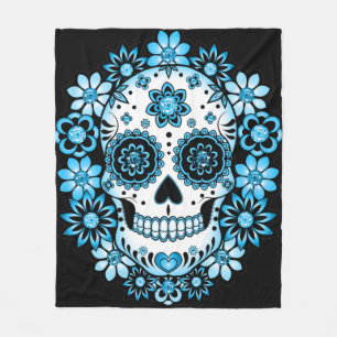 Blue Sugar Skull Fleece Blanket