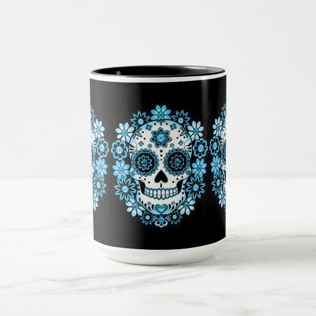 Blue Sugar Skull Mug (Center)