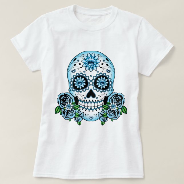Blue Sugar Skull T-Shirt (Design Front)