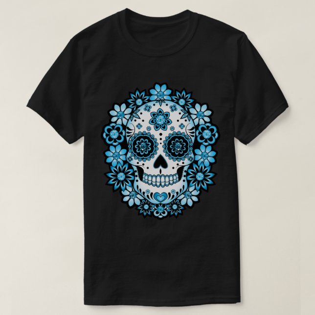 Blue Sugar Skull T-Shirt (Design Front)