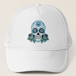 Blue Sugar Skull Trucker Hat