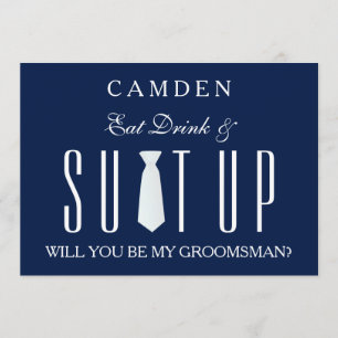 Blue Suitup Will you be my groomsman Invitation