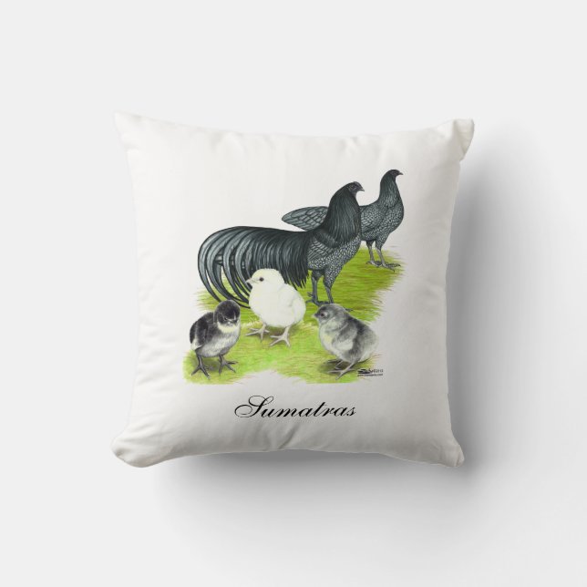 Blue Sumatra Family Throw Pillow (Front)