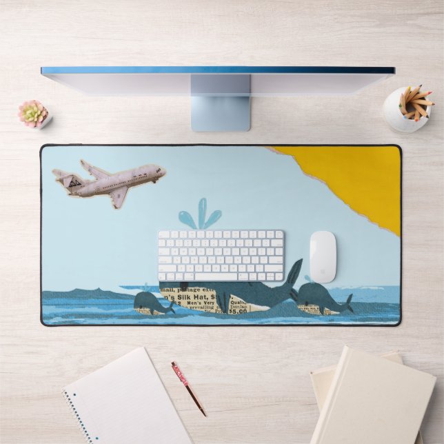 Blue Summer Beach Cute Collage Desk Mat (Office 1)