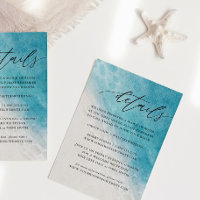 Blue Summer Beach Détails de mariage Carte de clôt