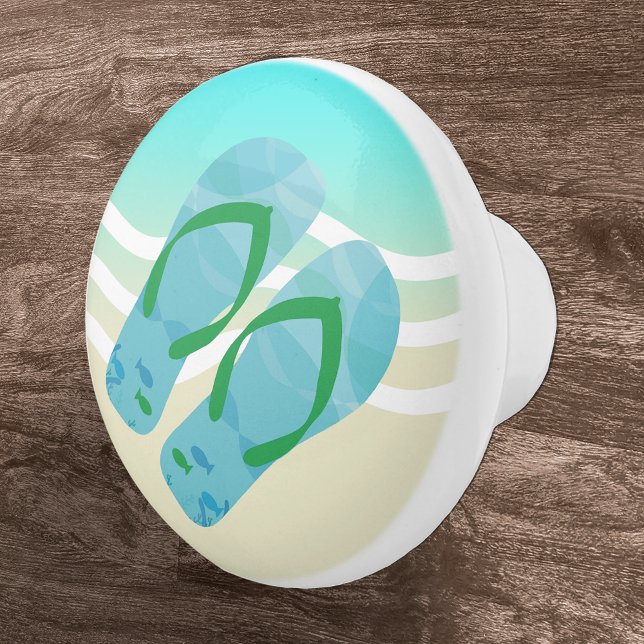 Blue Summer Beach Waves Flip Flops Door Knob (Creator Uploaded)