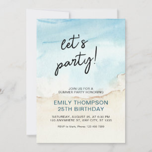 Blue Summer Ocean Fêtons Anniversaire Invitation