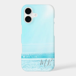 Blue Summer Ocean Seaside Beach Monogram