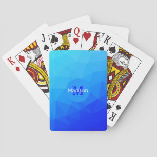 Blue summer sea geometric mesh pattern Monogram Playing Cards