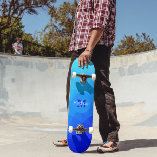 Blue summer sea geometric mesh pattern Monogram Skateboard