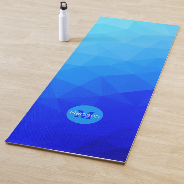 Blue summer sea geometric mesh pattern Monogram Yoga Mat (In Situ)
