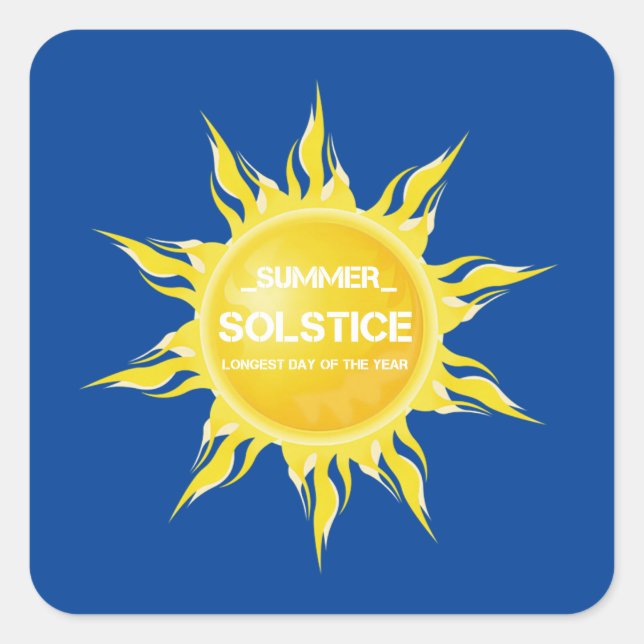Blue summer solstice the longest day of the year square sticker (Front)
