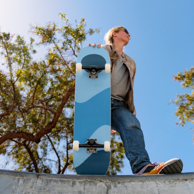 Blue Sun and Wave Half Pipe Skateboard (Outdoor 1)