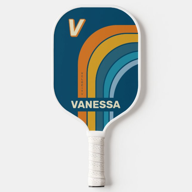 Blue Sun Arch with Name & Initial  Pickleball Paddle (Front)