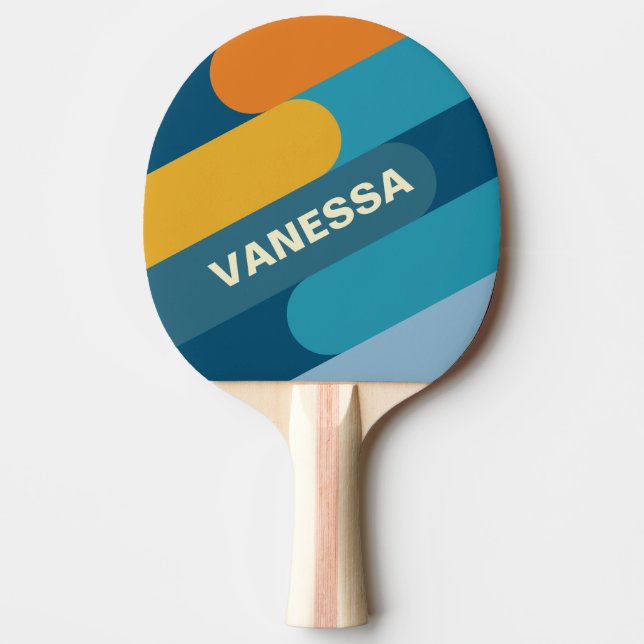 Blue Sun Fusion with Name Ping Pong Paddle (Front)