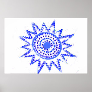 Blue Sun in Lights Grunge Cutout Poster