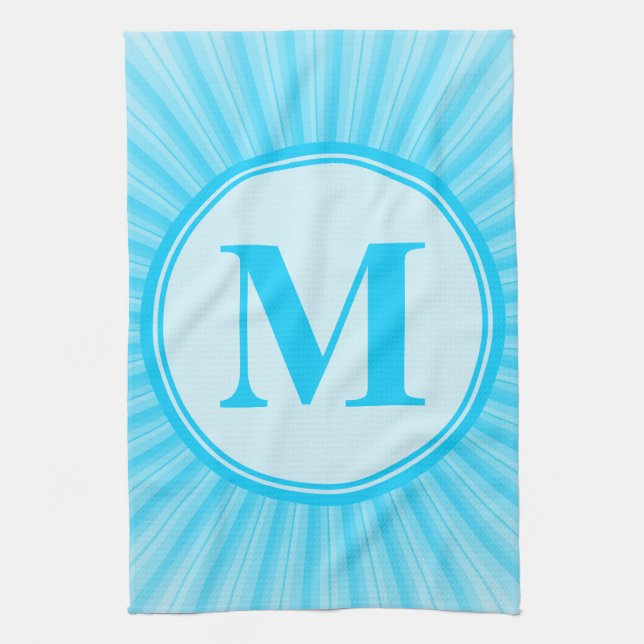Blue Sun Monogram Personalised Kitchen Towel (Vertical)