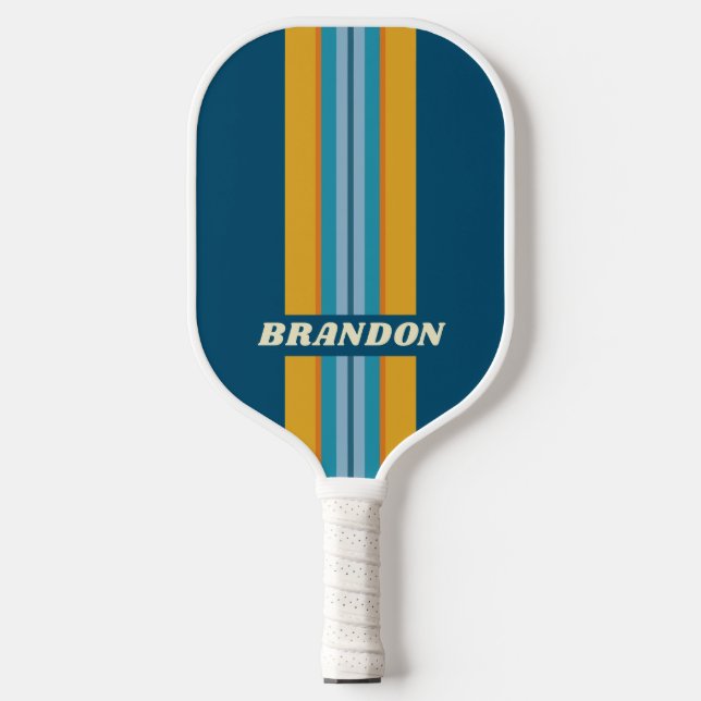 Blue Sun Rally Stripe with Name Pickleball Paddle (Front)