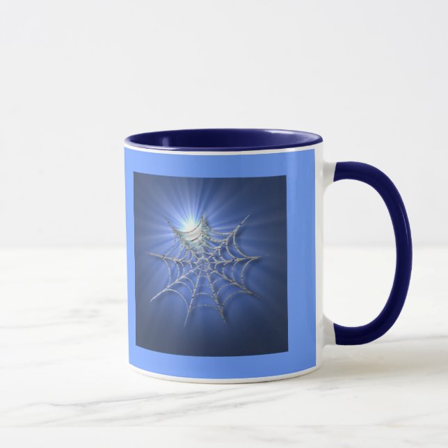 Blue Sunburst Spider Web Mug (Right)