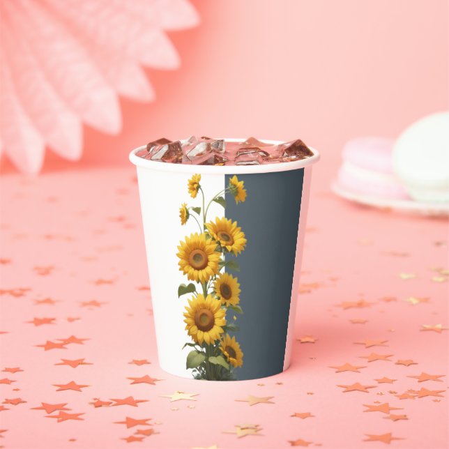 Blue Sunflower Baby Shower Paper Cups (Insitu)