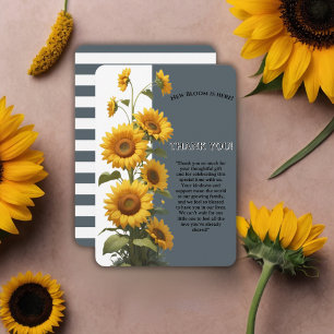Blue Sunflower Baby Shower Thank You Card