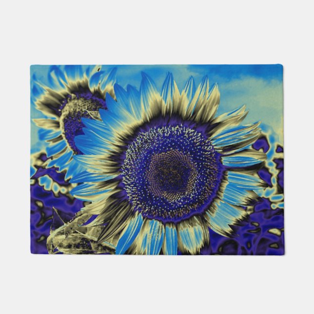 Blue Sunflower Doormat (Front)