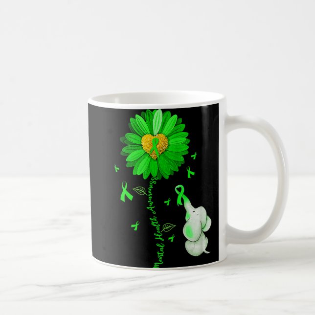 Blue Sunflower Elephan Outfit Spread Mental Health Coffee Mug (Right)