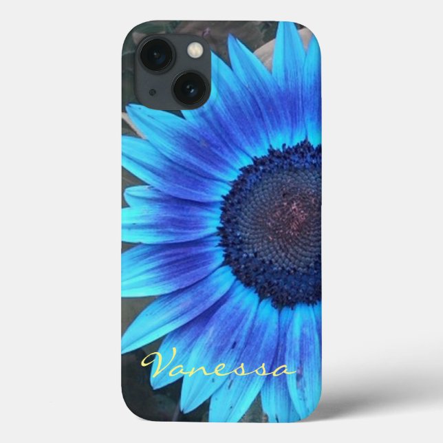 Blue Sunflower iPhone case *personalize* (Back)