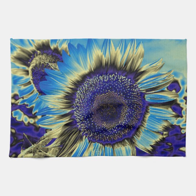 Blue Sunflower Kitchen Towel (Horizontal)