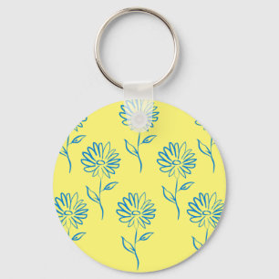 Blue Sunflower Pattern  Keychain