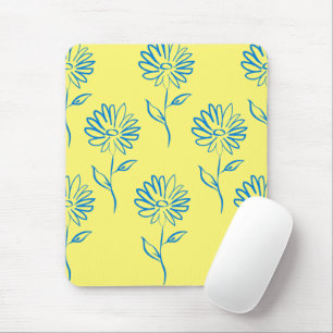 Blue Sunflower Pattern Mouse Pad