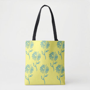 Blue Sunflower Pattern Socks Tote Bag