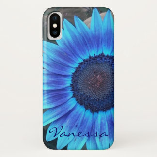 Blue Sunflower *personalize* iPhone X Case