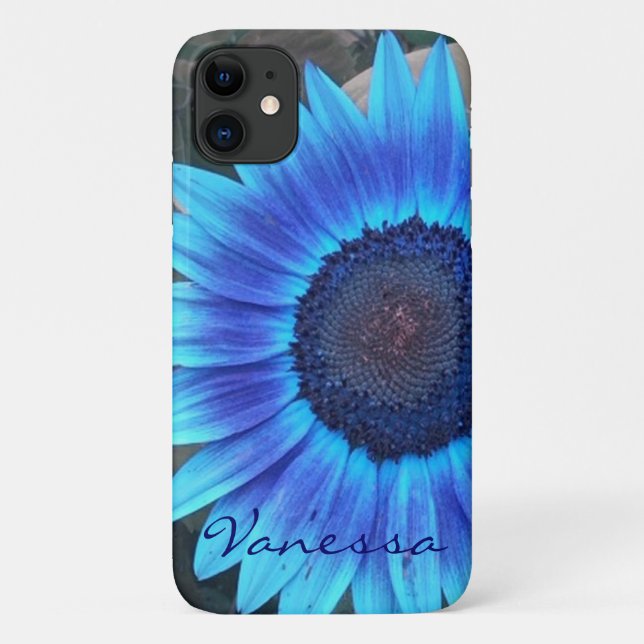 Blue Sunflower  *personalize* Case-Mate iPhone Case (Back)