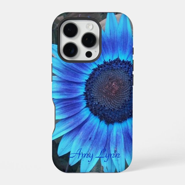 Blue Sunflower *Personalize* iPhone Case (Back)