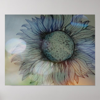 Blue sunflower poster