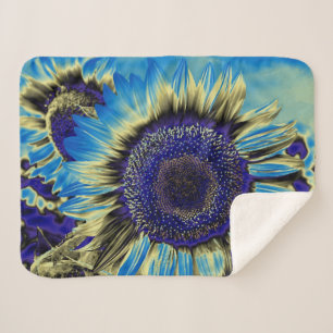Blue Sunflower Sherpa Blanket