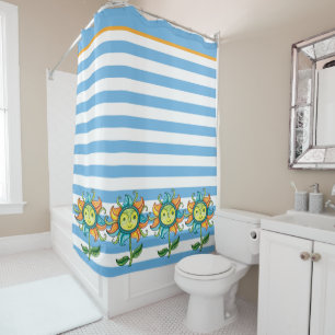 Blue Sunflower Shower Curtain
