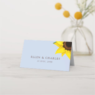 Blue Sunflower Themed Guest Place Table Card