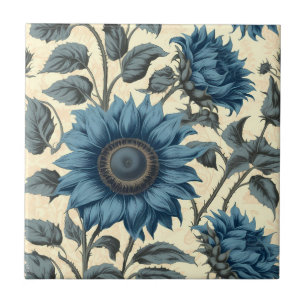 Blue sunflowers pattern tile